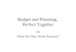 Budget and Planning,  Perfect Together