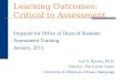 Learning Outcomes:  Critical to Assessment
