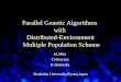 Parallel Genetic Algorithms  with  Distributed-Environment  Multiple Population Scheme