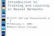 Introduction to Training and Learning in Neural Networks