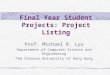 Final Year Student Projects: Project Listing