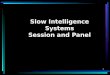 Slow Intelligence Systems Session and Panel