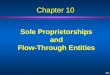 Sole Proprietorships and Flow-Through Entities