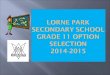 Lorne  Park Secondary School Grade 11 Option Selection 2014-2015