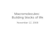 Macromolecules:  Building blocks of life