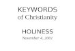 KEYWORDS of Christianity HOLINESS
