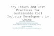 Key Issues and Best Practices for Sustainable Coal Industry Development in China