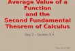 Average Value of a Function and the Second Fundamental Theorem of Calculus