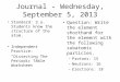 Journal - Wednesday, September 5, 2013