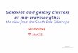 Galaxies and galaxy clusters at mm wavelengths:  the view from the South Pole Telescope