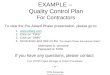EXAMPLE –  Quality Control Plan For Contractors