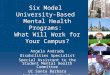 Six Model  University-Based  Mental Health Programs:  What Will Work for Your Campus?