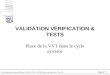 VALIDATION VÉRIFICATION & TESTS