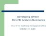Developing Written  Benefits Analysis Summaries VCU YTD Technical Assistance Office