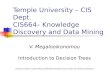 Temple University – CIS Dept. CIS664– Knowledge Discovery and Data Mining