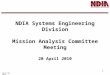 NDIA Systems Engineering Division Mission Analysis Committee Meeting 20 April 2010