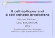 B cell epitopes and B cell epitope predictions