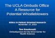 The UCLA Ombuds Office  A Resource for Potential Whistleblowers