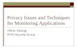 Privacy Issues and Techniques for Monitoring Applications