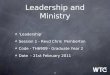 Leadership and Ministry