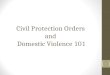Civil Protection Orders  and  Domestic Violence 101