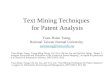 Text Mining Techniques  for Patent Analysis