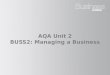 AQA Unit 2 BUSS2: Managing a Business