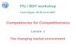 ITU / BDT workshop Cairo-Egypt, 25-28 June 2007   Competencies for Competitiveness Lecture  1