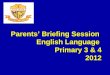 Parents’ Briefing Session  English Language  Primary 3 & 4 2012