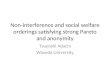 Non-interference and social welfare orderings satisfying strong Pareto and anonymity