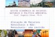 GESTÃO ECONÔMICA DE RECURSOS NATURAIS E POLÍTICA AMBIENTAL Prof. Rogério César, Ph.D