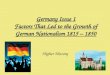 Germany Issue 1 Factors That Led to the Growth of German Nationalism 1815 – 1850