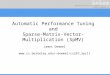 Automatic Performance Tuning and Sparse-Matrix-Vector-Multiplication (SpMV)