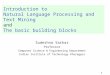 Introduction to  Natural Language Processing and Text Mining and The basic building blocks