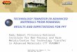 TECHNOLOGY TRANSFER IN ADVANCED MATERIALS FROM ROMANIA:  RESULTS AND EXPECTATIONS FOR FP7