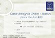 Data Analysis Team : Status   (since the last AW)