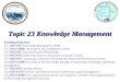 Topic 23 Knowledge Management Enabling Objectives 23.1  DEFINE  Knowledge Management (KM)