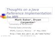 Thoughts on a Java Reference Implementation for MPJ