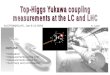 Top-Higgs Yukawa coupling measurements at the LC and LHC