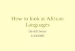 How to look at African Languages