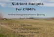 Nutrient Budgets         For CNMPs