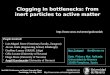 Clogging in bottlenecks: from inert particles to active matter