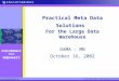 Practical Meta Data Solutions For the Large Data Warehouse DAMA - MN October 16, 2002
