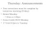 Thursday: Announcements