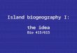 Island biogeography I:  the idea