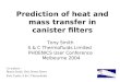 Prediction of heat and mass transfer in canister filters