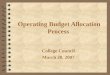 Operating Budget Allocation Process