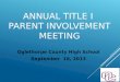Annual Title I  Parent Involvement Meeting