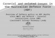 Coronial and related issues in the Australian Defence Force (ADF)