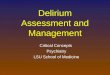 Delirium Assessment and Management